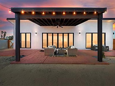 Outdoor patio and pergola prepared for a home sale