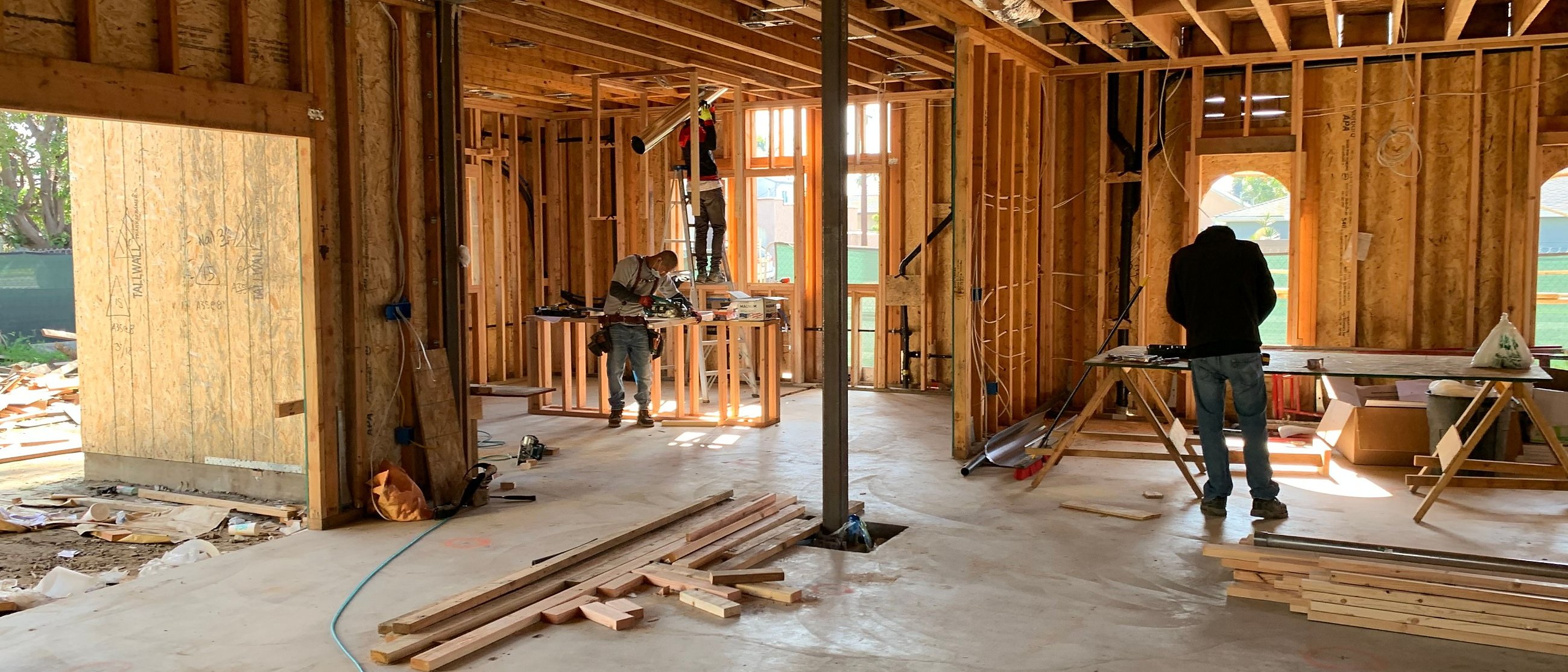TJB Construction crew framing the interior of a new custom home build